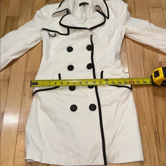 bebe White Trench Coat with Black Accents - Picture 6 of 9